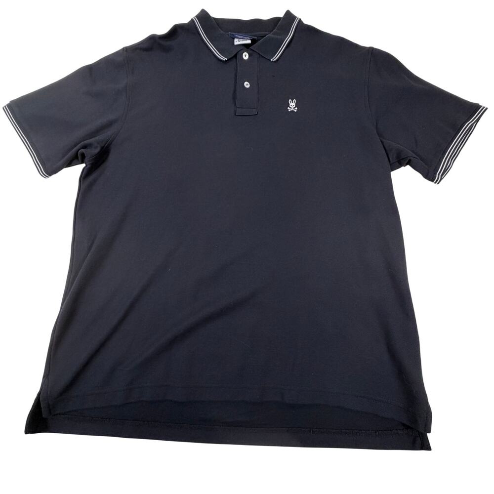 Psycho Bunny Pique Polo Embroidered Logo Regular Fit Black Men’s Sz 8/XXL